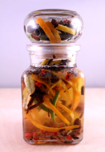 jar with all the ingredients for tonic